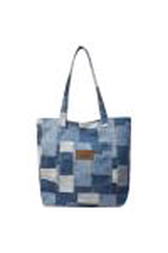 Women Denim Tote Bag With Interior Pocket Shoulder Bag For Travel Decor Bag (Light Blue)