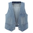 thumbnail image 1 of Women Denim Vest Polyester Slim Fit Korean Version for Daily and Vacation Wear, 1 of 3