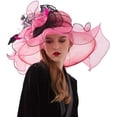 thumbnail image 1 of Women Derby Church Hat Organza Flower Wedding Tea Party Fascinator Hat Wide Brim Sun Hat, 1 of 5