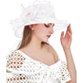 thumbnail image 1 of Women Derby Fascinator Hat Organza Church Wedding Hat Wide Brim Cocktail Tea Party Hat, 1 of 1
