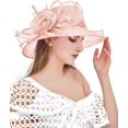 thumbnail image 1 of Women Derby Fascinator Hat Organza Church Wedding Hat Wide Brim Cocktail Tea Party Hat, 1 of 2