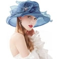 thumbnail image 1 of Women Derby Fascinator Hat Organza Church Wedding Hat Wide Brim Cocktail Tea Party Hat, 1 of 3