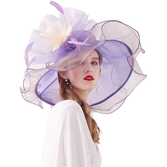 Women Derby Hat Church Tea Party Fascinators Wedding Organza Hats