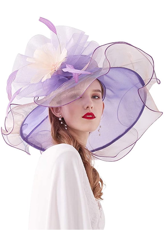 Women Derby Hat Church Tea Party Fascinators Wedding Organza Hats