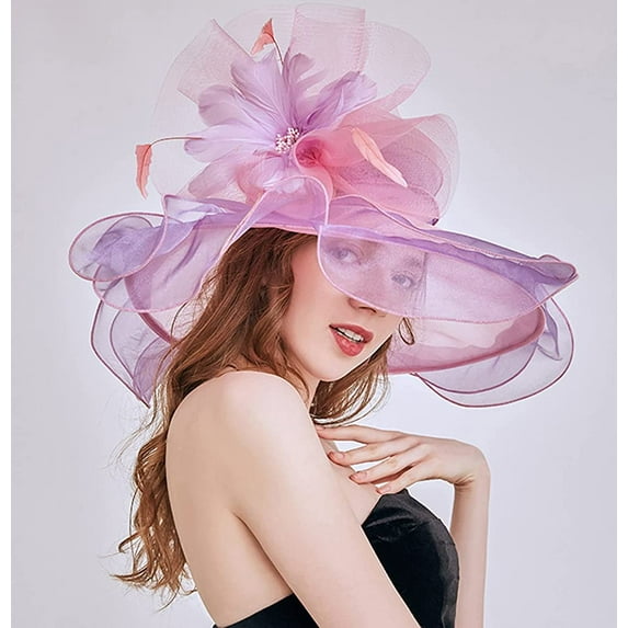Women Derby Hat Church Tea Party Fascinators Wedding Organza Hats