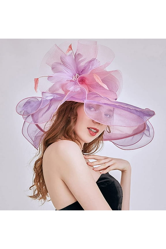 Women Derby Hat Church Tea Party Fascinators Wedding Organza Hats