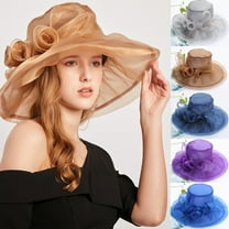 Women Derby Hats Church Dress Floral Tea Party Fascinators Bridal Organza Wedding Hat