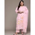 thumbnail image 1 of Women Designer Cotton Kurta with Pant and Dupatta Set Indian Party Wear Kurti size 46, 1 of 5