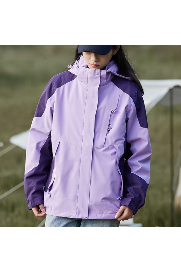 Women Detachable Cap And Windproof Thick Three-in-one Jacket Outdoor Sports Warm Jacket