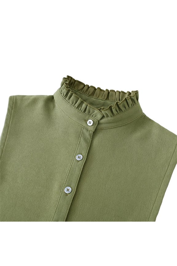 Women Detachable Fake Collar Corduroy Green Lapel False Collar Blouse Decorative Sweatshirt Sweater Layering Half Shirts