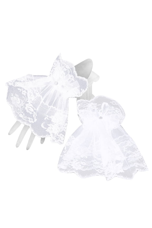 Women Detachable Sleeve Fake Cuffs Lace Thin Pleated Flare False Cuffs Wristband