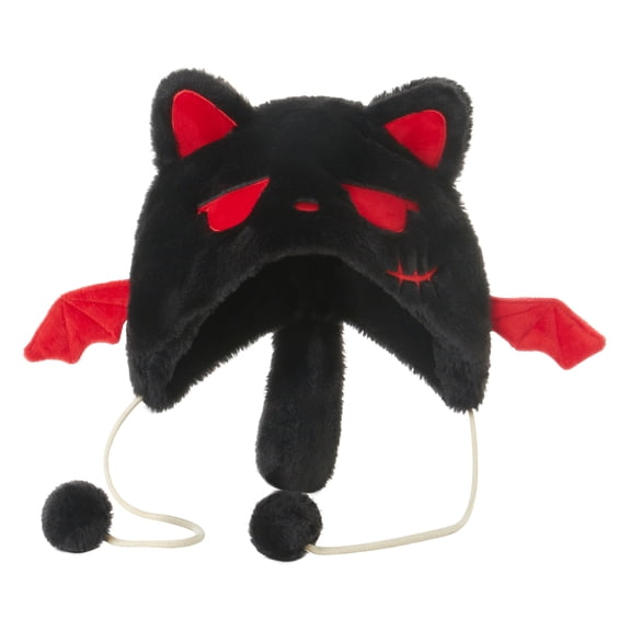 Women Devil Hat, Cute Soft Cat Ear Hat Embroidery Warm Winter Cap for Indoor Outdoor