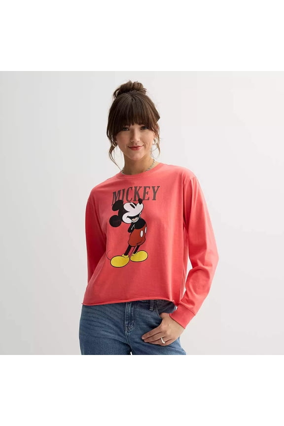 The Walt Disney Company by Mad Engine Mickey Mouse Graphic Prints Long Sleeve T-Shirts (Women's Juniors)