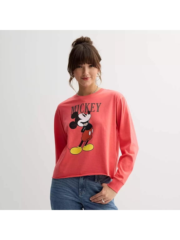 The Walt Disney Company by Mad Engine Mickey Mouse Graphic Prints Long Sleeve T-Shirts (Women's Juniors)
