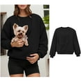 thumbnail image 1 of Women Dog Pouch Holder Sweatshirt Pullover Pet Carrier Sweater Creative Long Sleeve Oversized Pocket Sweater with Dog Pouch Winter Clothes, 1 of 5