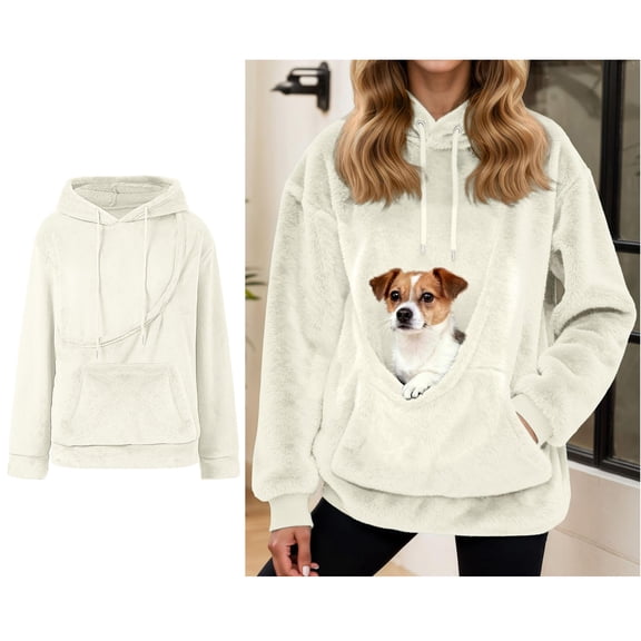 Women Dog Pouch Holder Sweatshirt Oversized Kitten Puppy Carrier Hood Casual Long Sleeve Oversized Pocket Dog Pocket Hoodie Winter Clothes