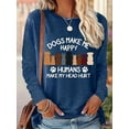 thumbnail image 1 of Women Dogs Make Me Happy Humans Make My Head Hurt Dog Lover Long Sleeve T-Shirt Cute Dog Paw Graphic Animal Tees, 1 of 4