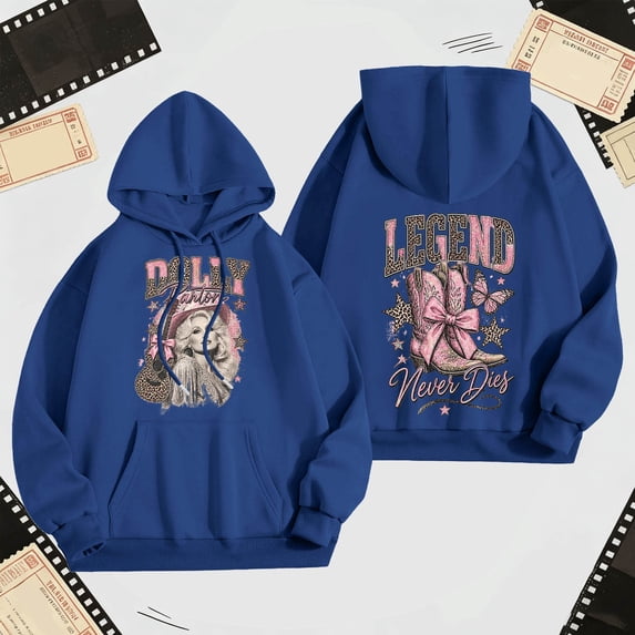 Women Dolly Hoodies Country Music Legend Casual Printed Hoodie Long Sleeve Sweatshirt Graphic Hooded Top Loose Fit Streetwear Fall Pullover Tops S
