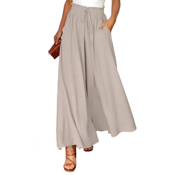New Women Dot Pants Elastic High Waist Lace-up Dot Print Lady Long Trousers Casual Loose-fit Female Wide Leg Pants Daily Wear