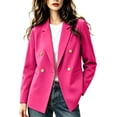 thumbnail image 1 of Women Double Breasted Blazer Jacket Long Sleeve Lapel Suit Coat Casual Business Work Outerwear Tops for Spring Autumn office Daily Wear S-3XL Hot Pink, 1 of 5