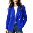 thumbnail image 1 of Women Double Breasted Blazer Jacket Long Sleeve Lapel Suit Coat Casual Business Work Outerwear Tops for Spring Autumn office Daily Wear S-3XL Blue, 1 of 5