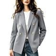 thumbnail image 1 of Women Double Breasted Blazer Jacket Long Sleeve Lapel Suit Coat Casual Business Work Outerwear Tops for Spring Autumn office Daily Wear S-3XL Gray, 1 of 5