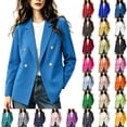 thumbnail image 1 of Women Double Breasted Blazer Jacket Long Sleeve Lapel Suit Coat Casual Business Work Outerwear Tops for Spring Autumn office Daily Wear S-3XL Yellow, 1 of 5