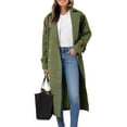 thumbnail image 1 of Women Double Breasted Long Trench Coat Windproof Lapel Casual Fall Overcoat, 1 of 4