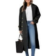 thumbnail image 1 of Women Double Breasted Long Trench Coat Windproof Lapel Casual Fall Overcoat, 1 of 4
