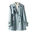 thumbnail image 1 of Women Double Breasted Trench Coat Classic Lapel Windbreaker Overcoat Spring Fall Outerwear Casual Coats (3XL, Blue), 1 of 7