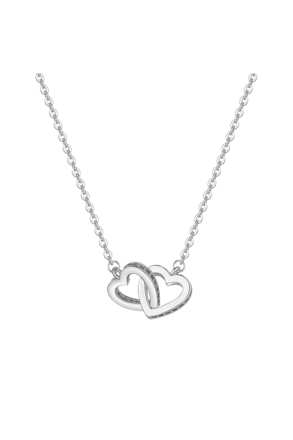 Women Double Heart Necklace Heart To Heart Titanium Steel Necklace Temperament Pendant Necklace