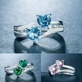 thumbnail image 1 of Women Double Heart Sparkling Cubic Zirconia Ring, 1 of 2