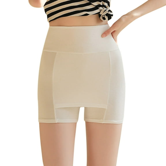 Women Double Layer Safety Shorts with Front Crotch Cover High Waist Tummy-Control Under Dress Skirt Underwear Underpant