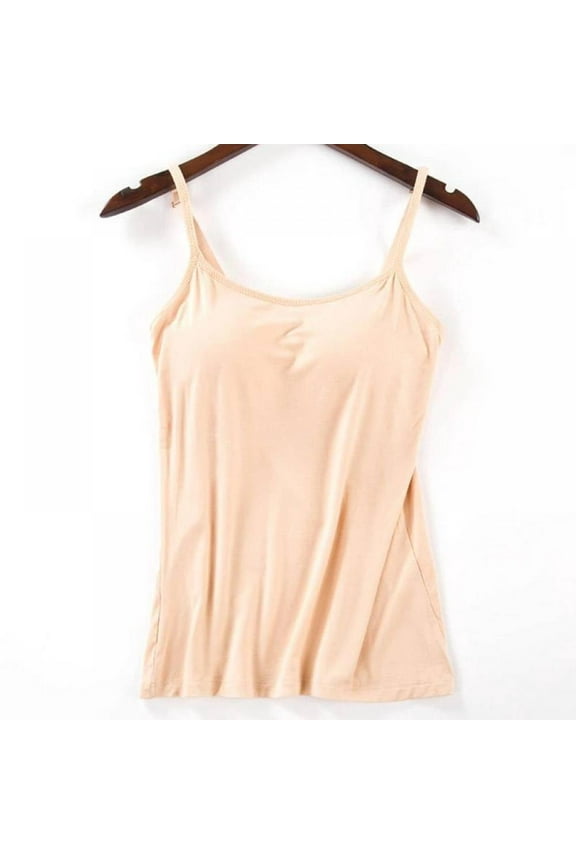 Women Double Layer Wire Free Cozy Modal Home Camisole Padded Adjustable Straps Solid Breathable Soft Fabric Fitness Top,Pink