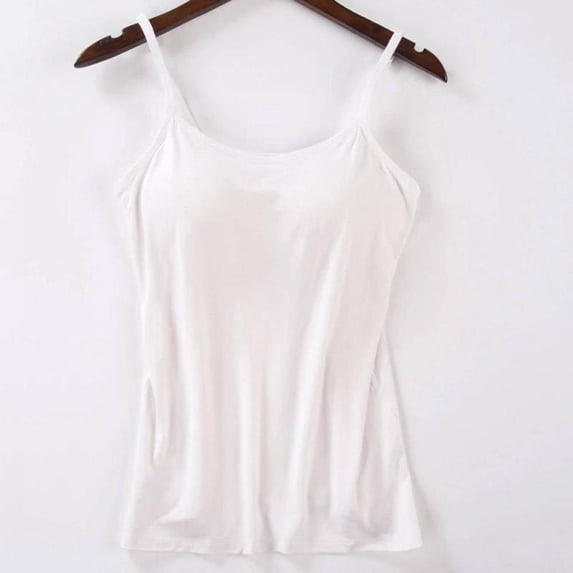 Women Double Layer Wire Free Cozy Modal Home Camisole Padded Adjustable Straps Solid Breathable Soft Fabric Fitness Top,Pink