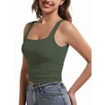 thumbnail image 1 of Women Double Lined Womens Tank Tops Y2K Going Out Crop Tops Slim Sleeveless Summer Square Neck Shirts  Green XS, 1 of 6