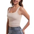 thumbnail image 1 of Women Double Lined Womens Tank Tops Y2K Going Out Crop Tops Slim Sleeveless Summer Square Neck Shirts  L, 1 of 8