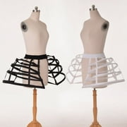 Women Double Pannier Crinoline Cage hoop bustle Cage Underskirt 2 Color