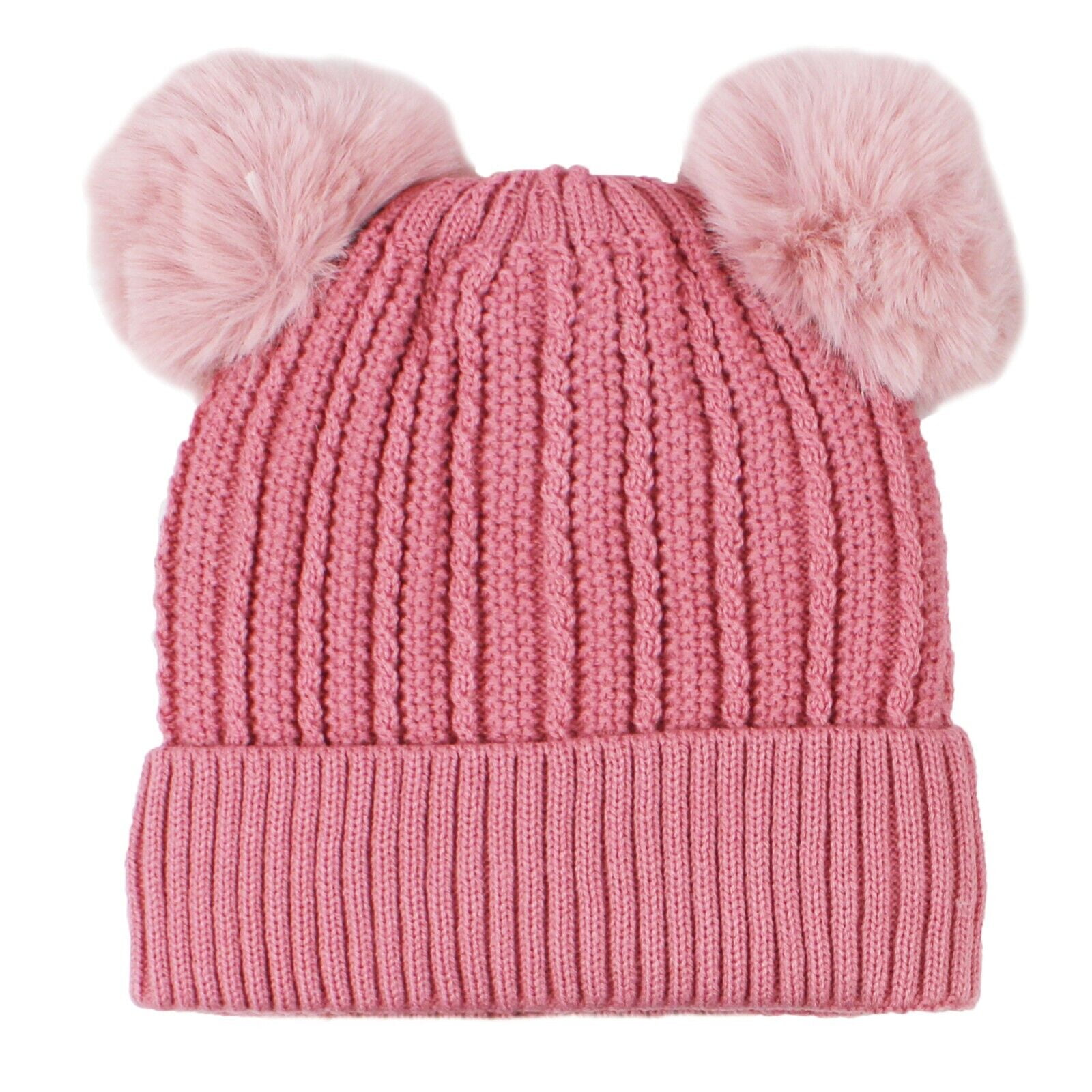 Women Double Pom Pom Beanies Hat, Winter Hats for Women Cold Weather