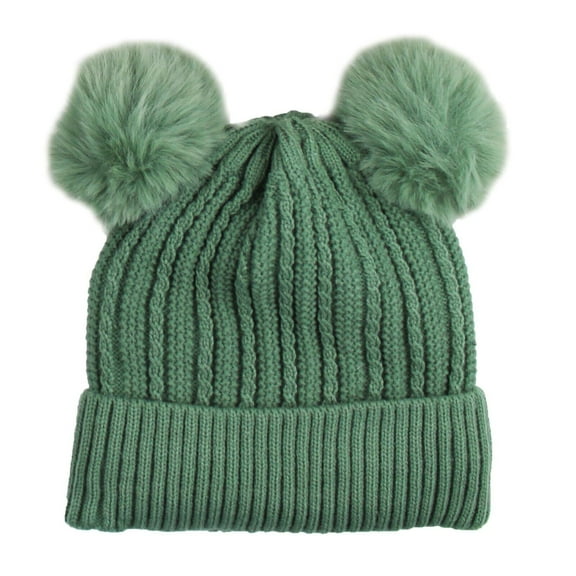 Women Double Pom Pom Beanies Hat, Winter Hats for Women Cold Weather Warm Knit.