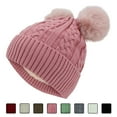 thumbnail image 1 of Women Double Pom Pom Beanies Hat, Winter Hats for Women Cold Weather Warm Knit., 1 of 4