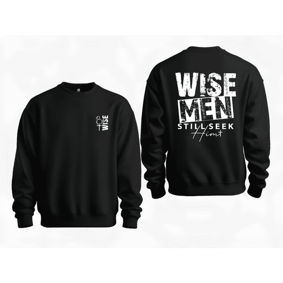 Women Double-sided Wise Men Still Seek Him Black Faith Graphic Tee T Shirt Top Apparel Gentle softness Round-neck long-sleeved Black S-3XL