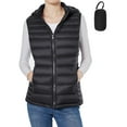 thumbnail image 1 of Women Down Vest Lightweight Packable Down Puffer Vest Warm Winter Puffy Vest with Hood (Black, Large), 1 of 8