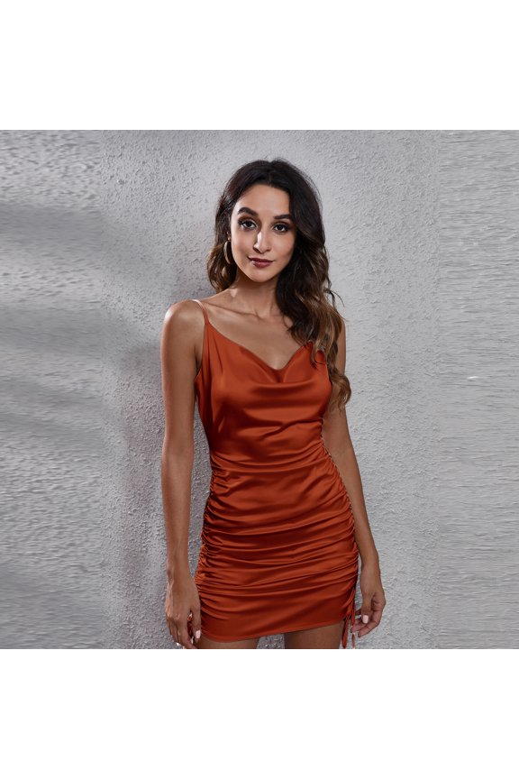 Women Draw String Backless Bodycon Dress