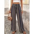 thumbnail image 1 of Women Drawstring Elastic Waist Wide Leg Palazzo Pants Flowy Vacation Casual Trousers, 1 of 10