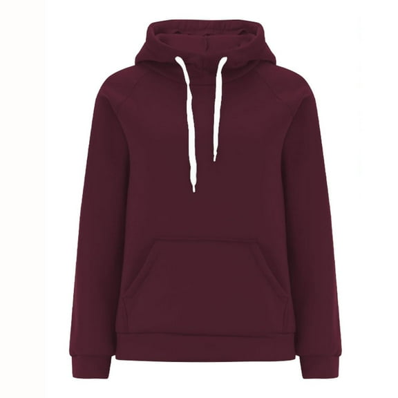 Women Drawstring Hooded Sweatshirts, Cotton Fleece Pullover Hoodies Tops, Winter Travel Solid Color Long Sleeve Hoodie Sweats Shirts