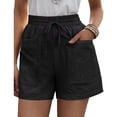 thumbnail image 1 of Women Drawstring Shorts High Waist Casual Loose Wide Leg Lace Up Shorts with Pockets for Summer Black S, 1 of 6