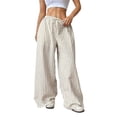 thumbnail image 1 of Women Drawstring Striped Pants Loose Wide Leg Trousers Comfy Lounge Pants with Pockets Color S, 1 of 9