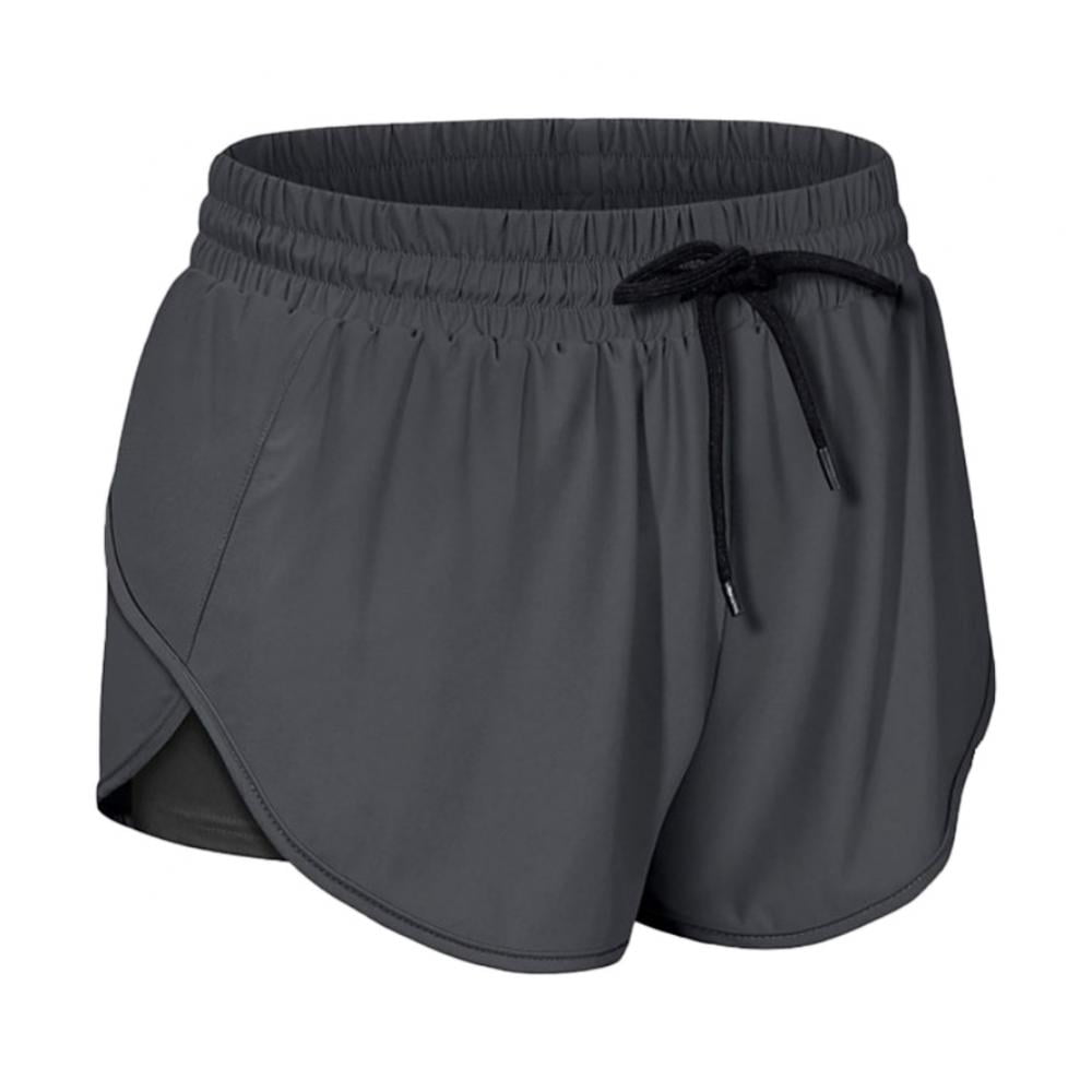 Women Drawstring Waist Athletic Running Shorts with Liner Inner Pocket