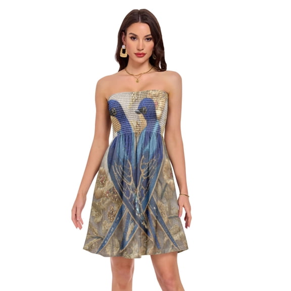 Women Dress Azure Duet Rose Pattern A-Lin Casual Dress
